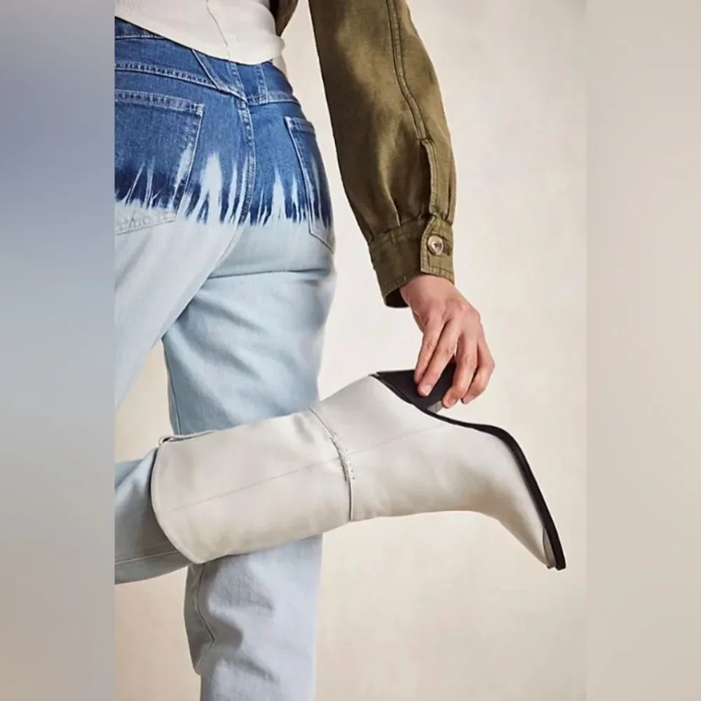Free People Stevie Mid Boots white leather size US 9 / EU 39